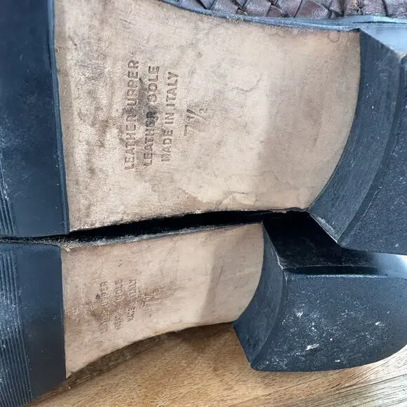 J. Peterman Boots Womens 7.5 Brown Leather Weaved Granny Victorian Academia - Picture 12 of 16